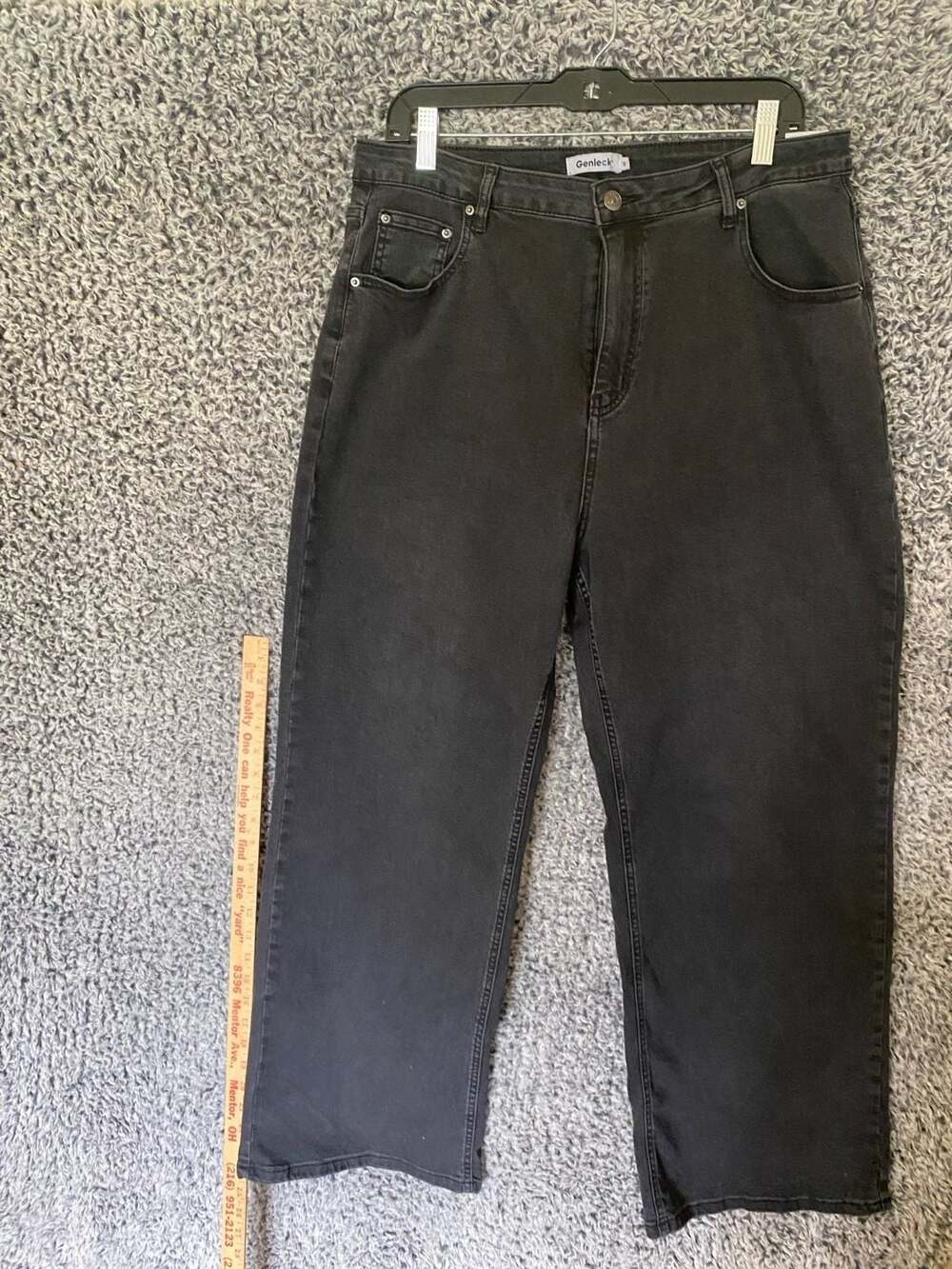 Genleck High Waisted Wide Leg Jeans Black Size 16